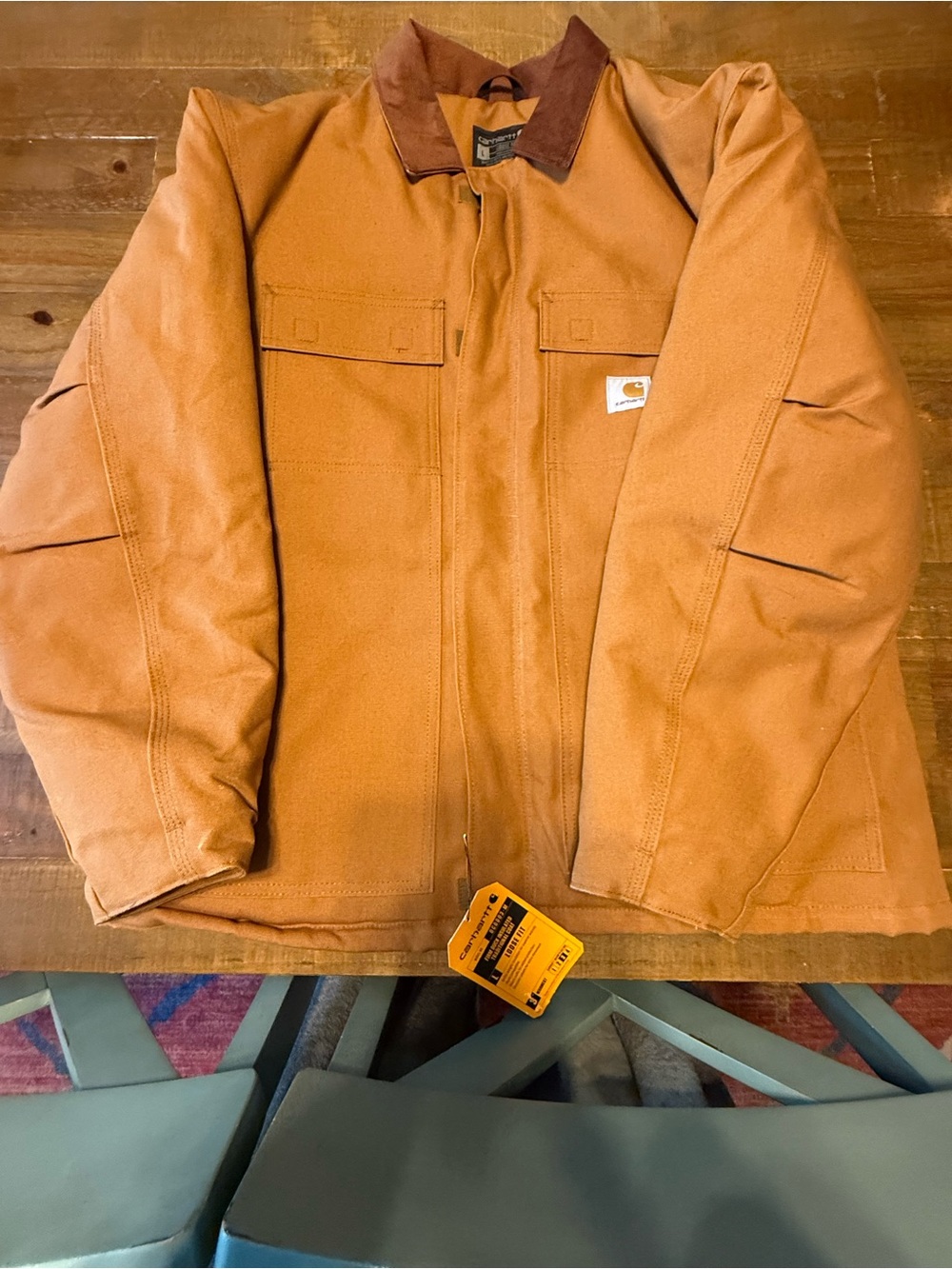 Carhartt Tan Canvas Jacket with Brown Corduroy Collar